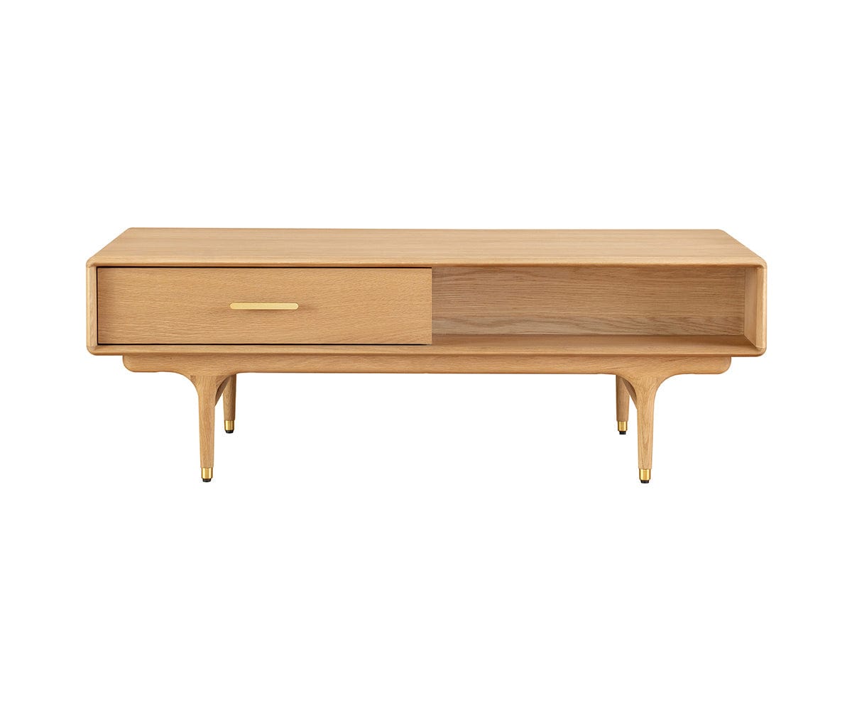 Hendrick Storage Coffee Table II - White Oak - Dania Furniture
