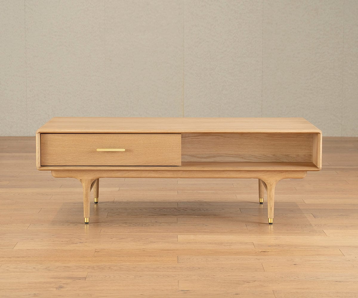 Hendrick Storage Coffee Table II - White Oak - Dania Furniture