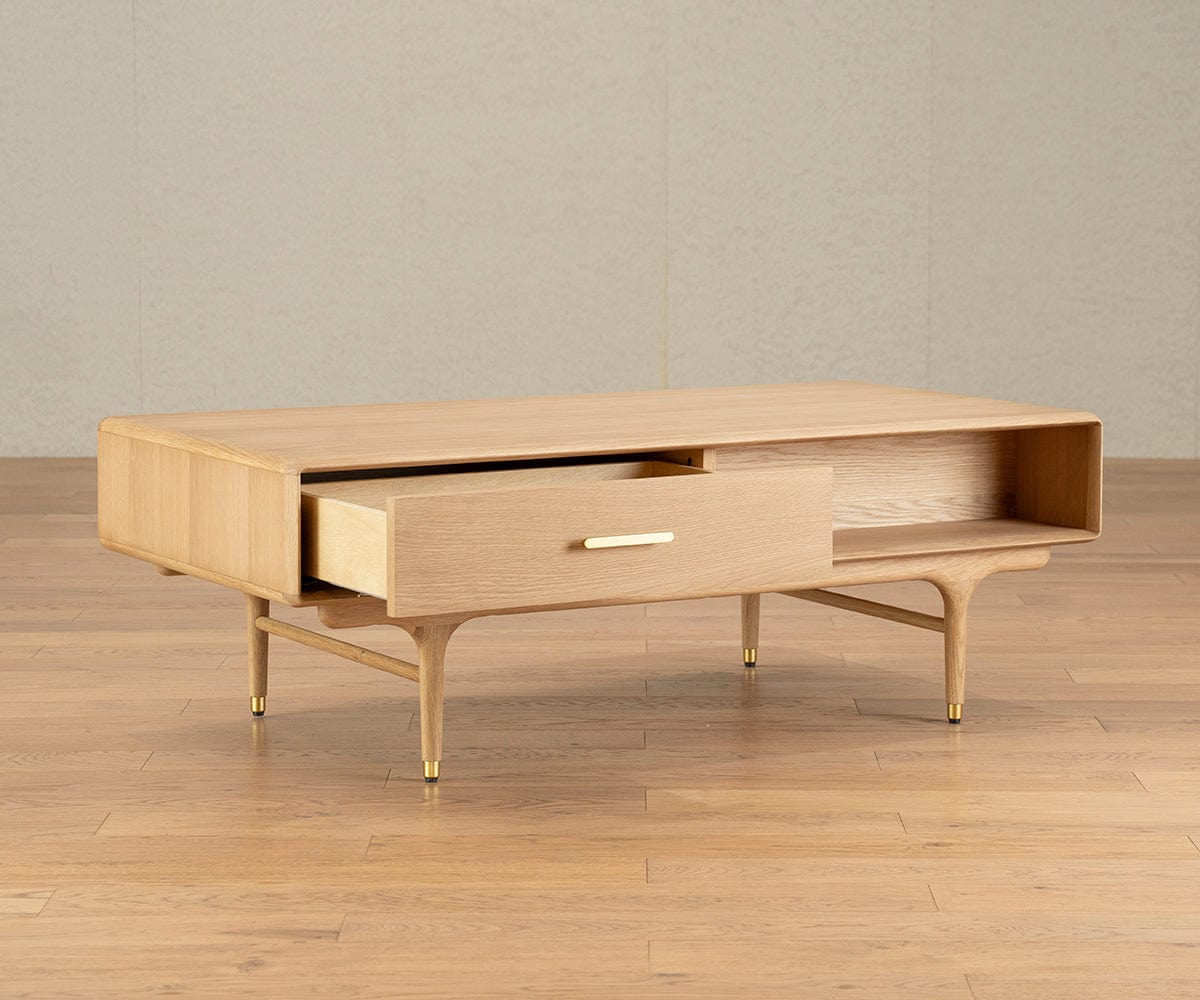Hendrick Storage Coffee Table II - White Oak - Dania Furniture