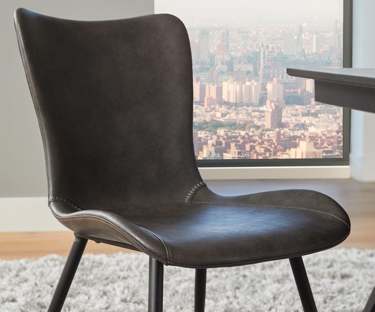 Black Contrast Stitch Leather Dining Chair Black