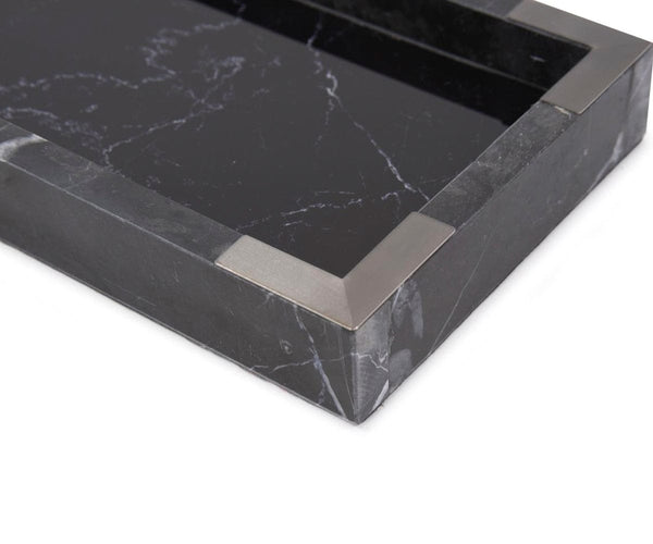 Black Mirrored Marble Tray - Dania Furniture