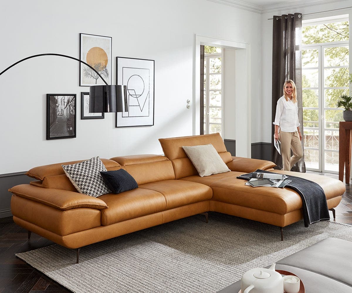 Acer Leather Right Chaise Sectional Dania Furniture