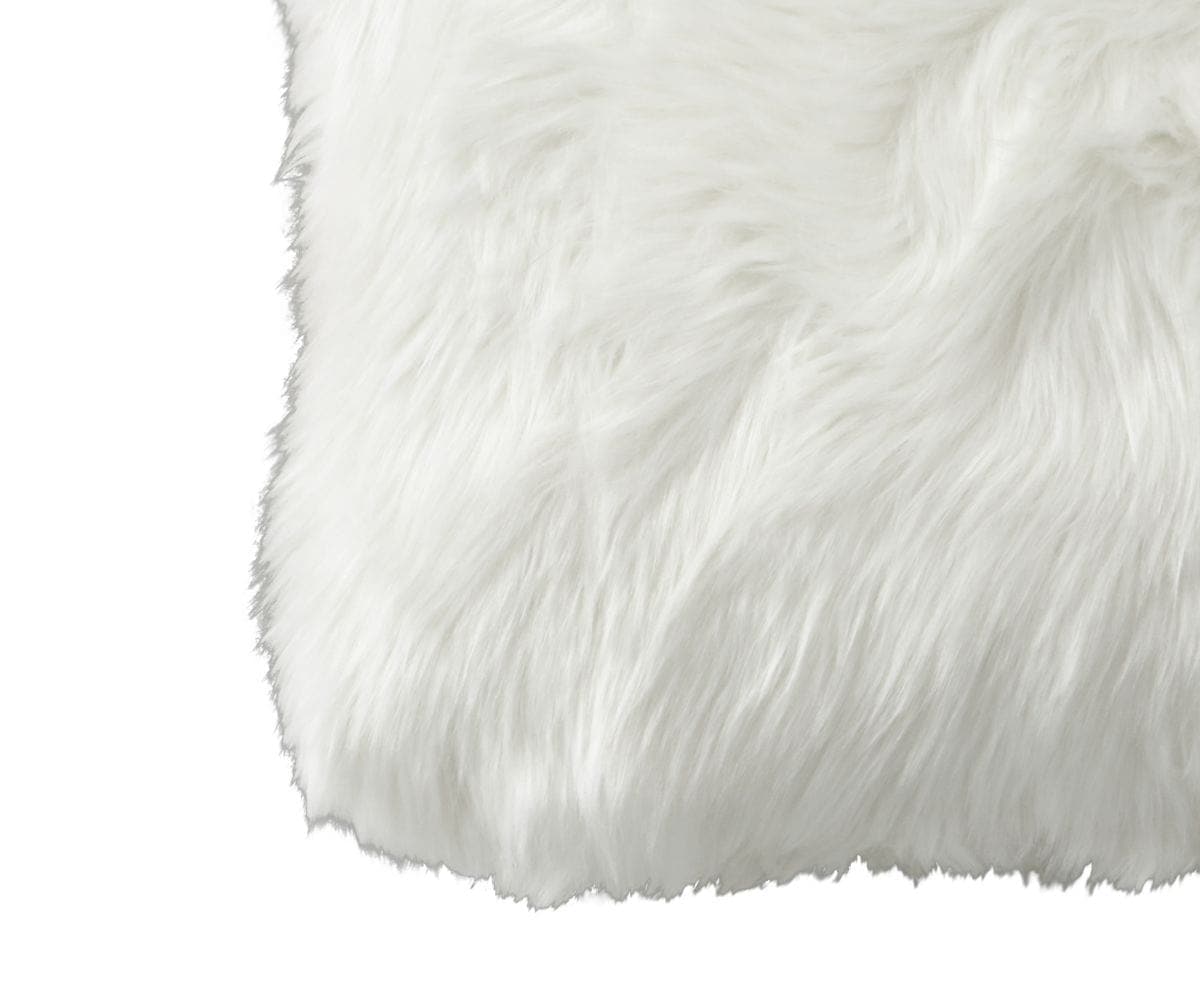 Mongolian White Faux Fur Throw Pillow, 18