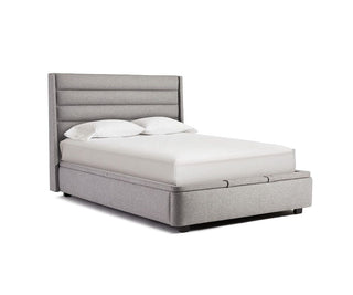 Reed Upholstered Storage Bed - Durban Light Grey / Eastern King