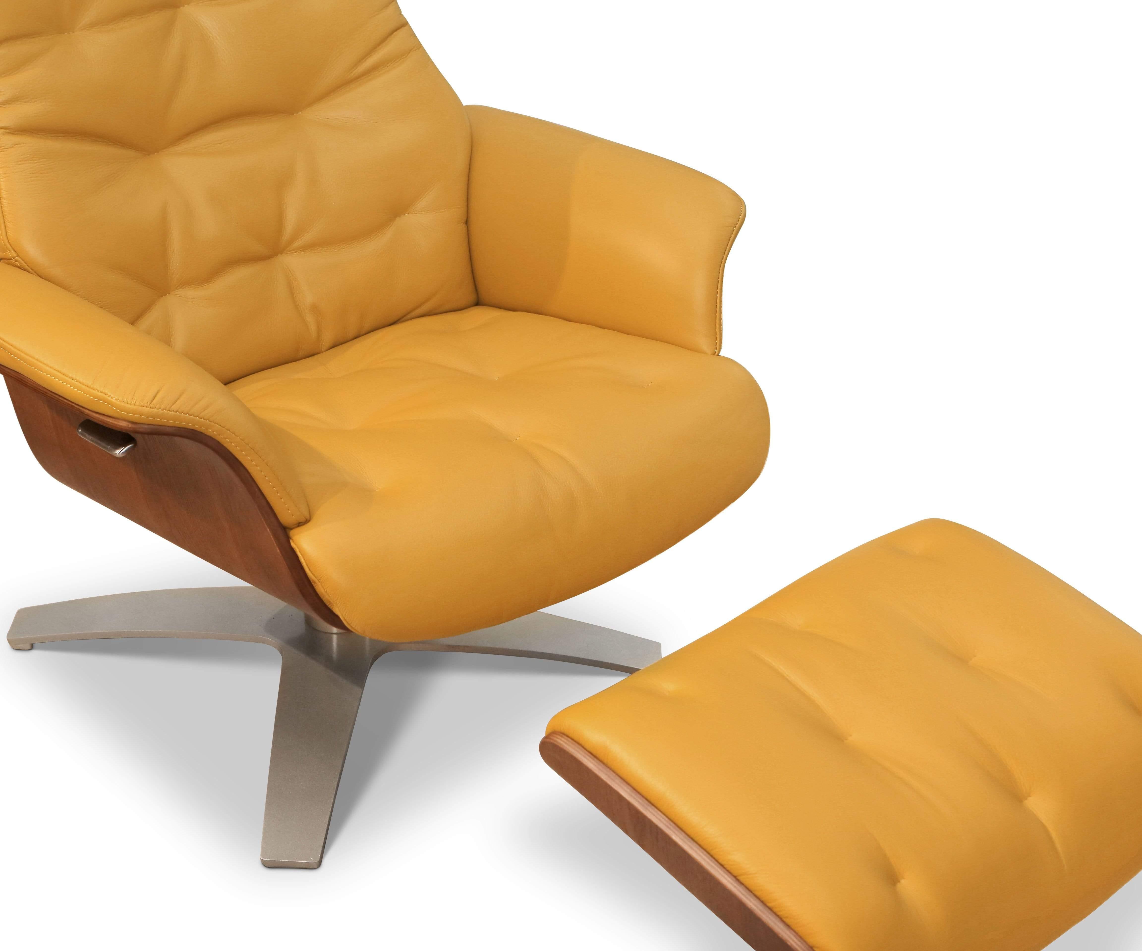 Yellow leather recliner discount chair