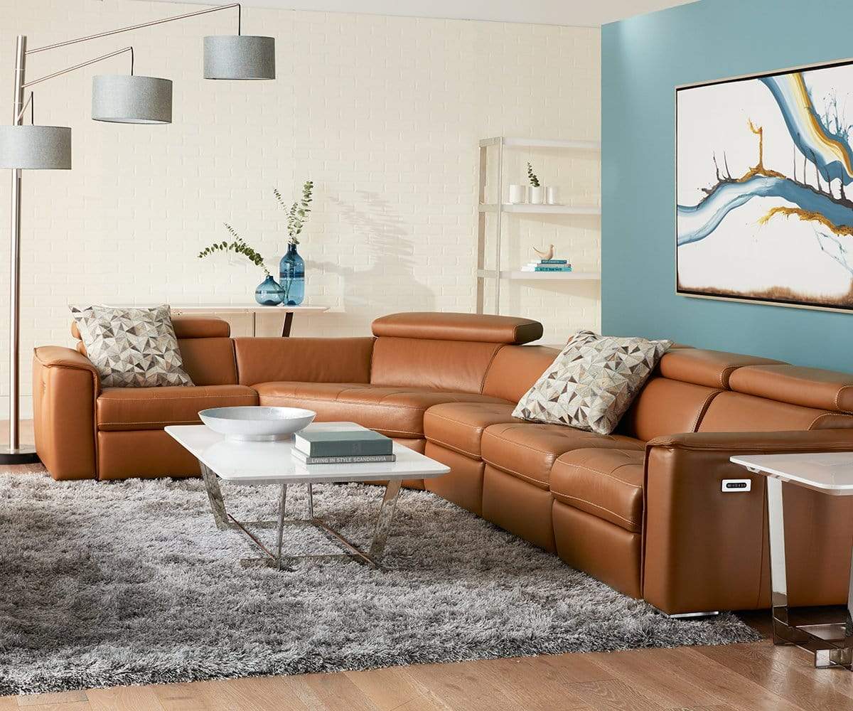 Kopervik Leather Power Reclining Sectional